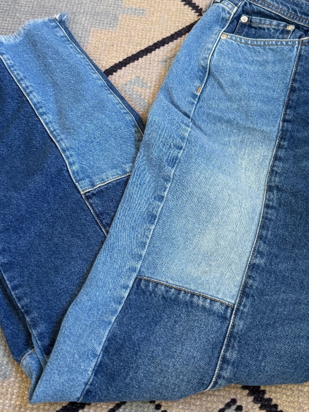 Forever 21 Patchwork Wide Leg Jeans size 32 - Picture 5 of 6
